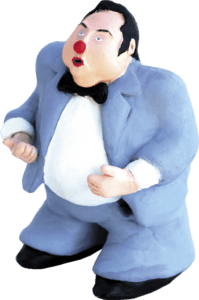 Logo Devos de l'humour représentant Raymond Devos avec son nez de clown