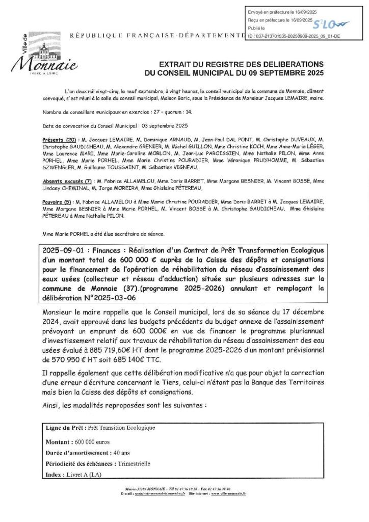 Image du document Compte-Rendu Conseil Municipal du 09 septembre 2025