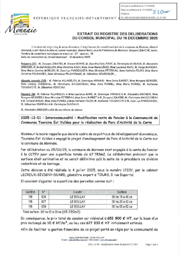 Image du document Compte-rendu Conseil Municipal 16 décembre 2025