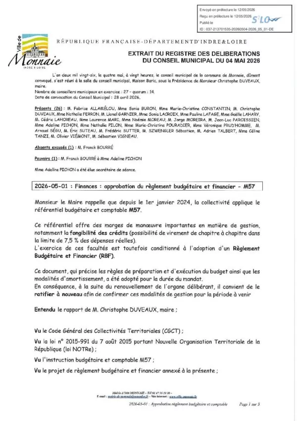 Image du document Délibérations – Conseil municipal du 4 mai 2026
