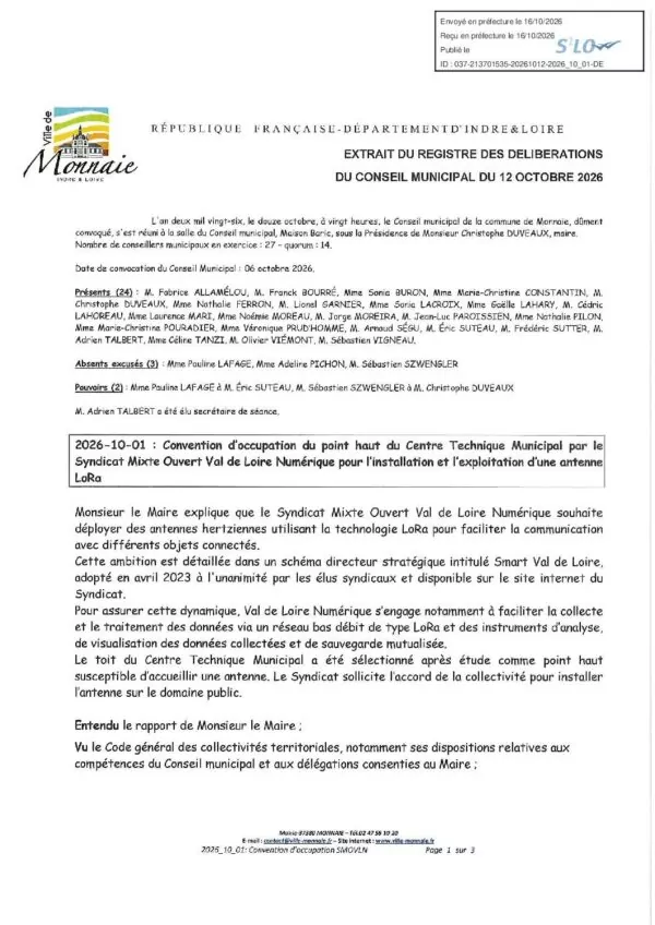 Image du document Délibérations – Conseil municipal du 12 octobre 20026
